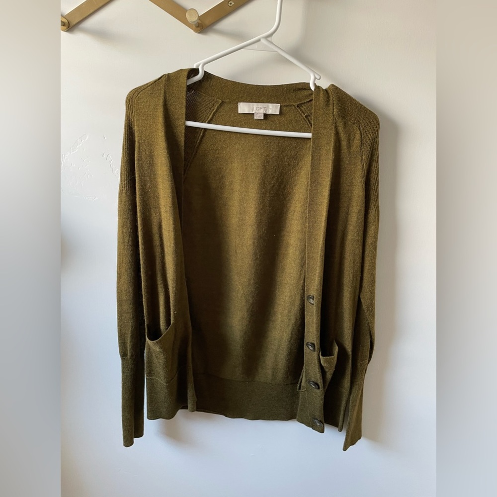 Soft Olive green LOFT cardigan